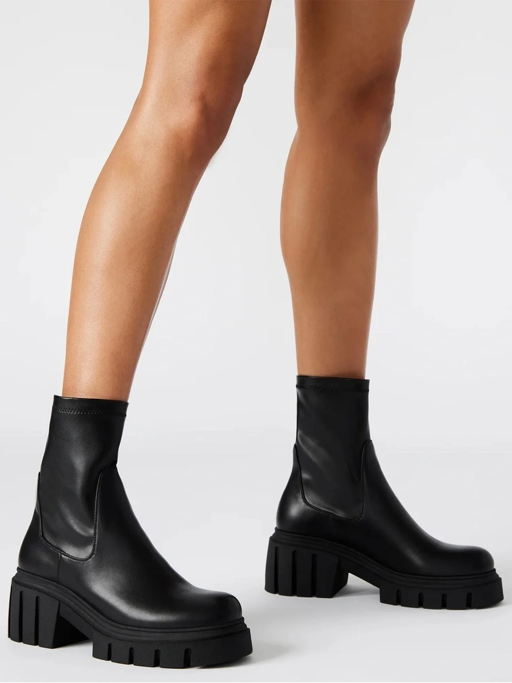 Steve Madden Black Boomba Lug Sole Ankle Boot